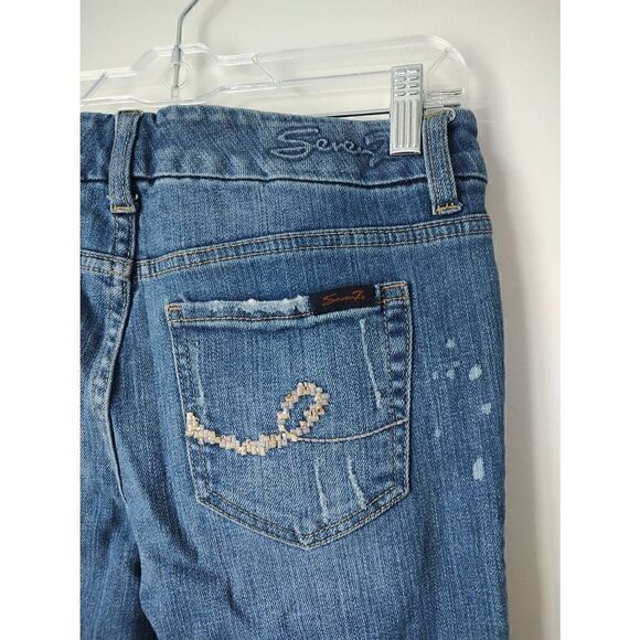 Seven7 Women's Size 4 Medium Wash Ankle Cropped Pants Zipper Slight Distressed - Picture 4 of 9